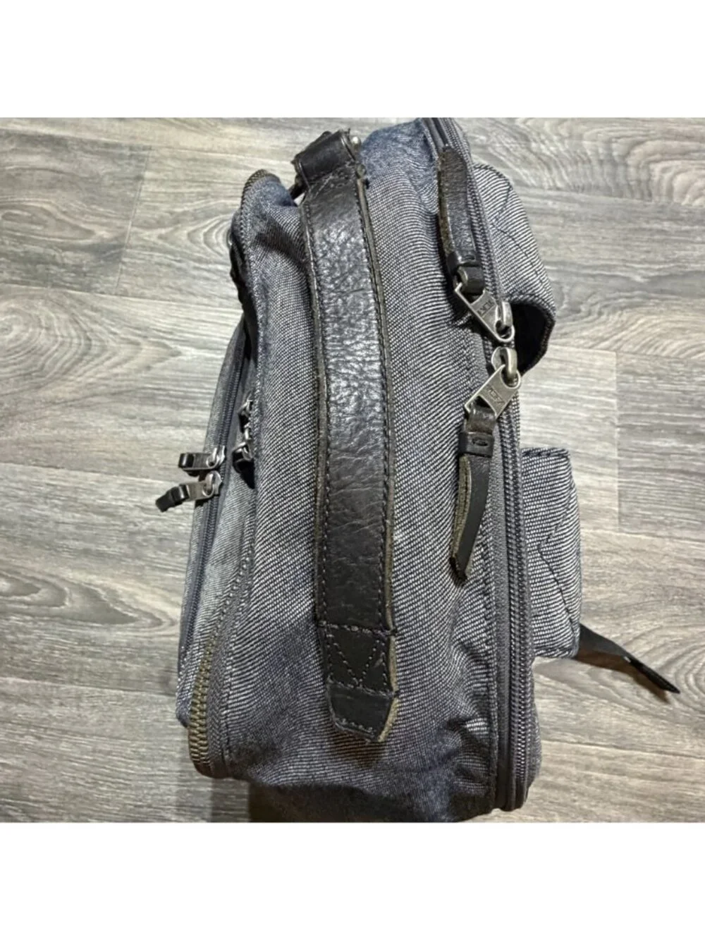 Tumi Alpha Bravo Denim Gray Backpack Multi Compartments Travel Work 61083